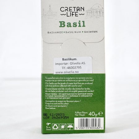 Basilikum fra Hellas 40 g - Creatan Life - Bakside - Olivelia