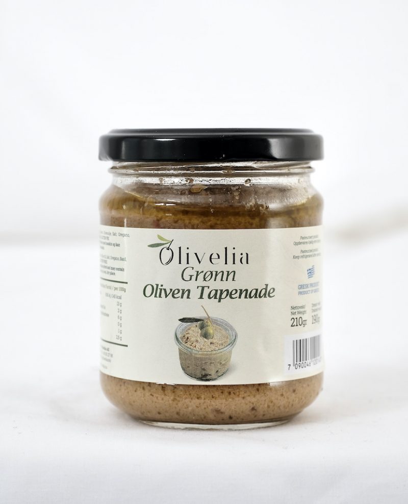 Grønn oliven tapenade Olivelia 210 g - Forside