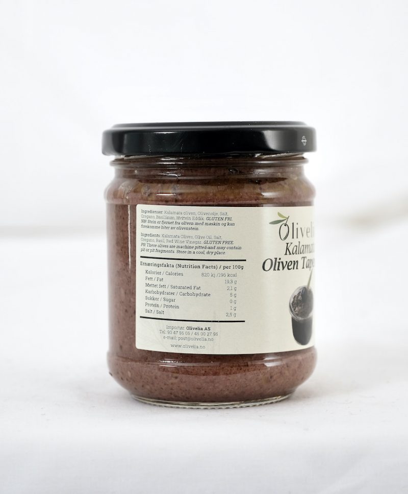 Kalamata oliven tapenade Olivelia 210 g - Ingredienser