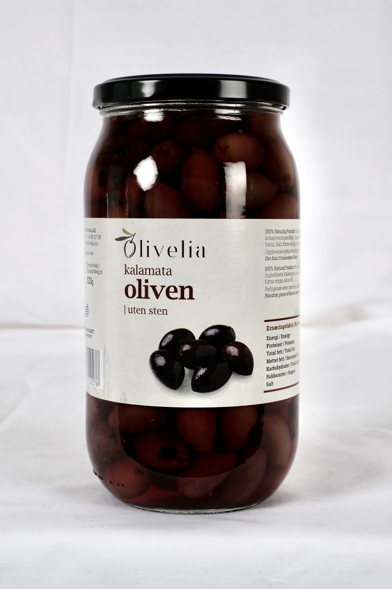 Olivelia - Kalamata oliven uten sten 1000 g - Forside