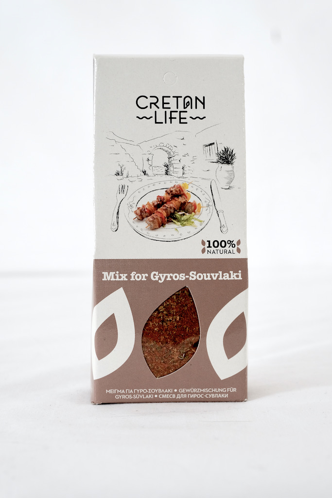 Souvlaki og gyros mix 50 g - Cretan Life - Forside - Olivelia