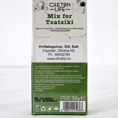Tzatziki mix krydder 50 g - Cretan Life - Bakside - Olivelia
