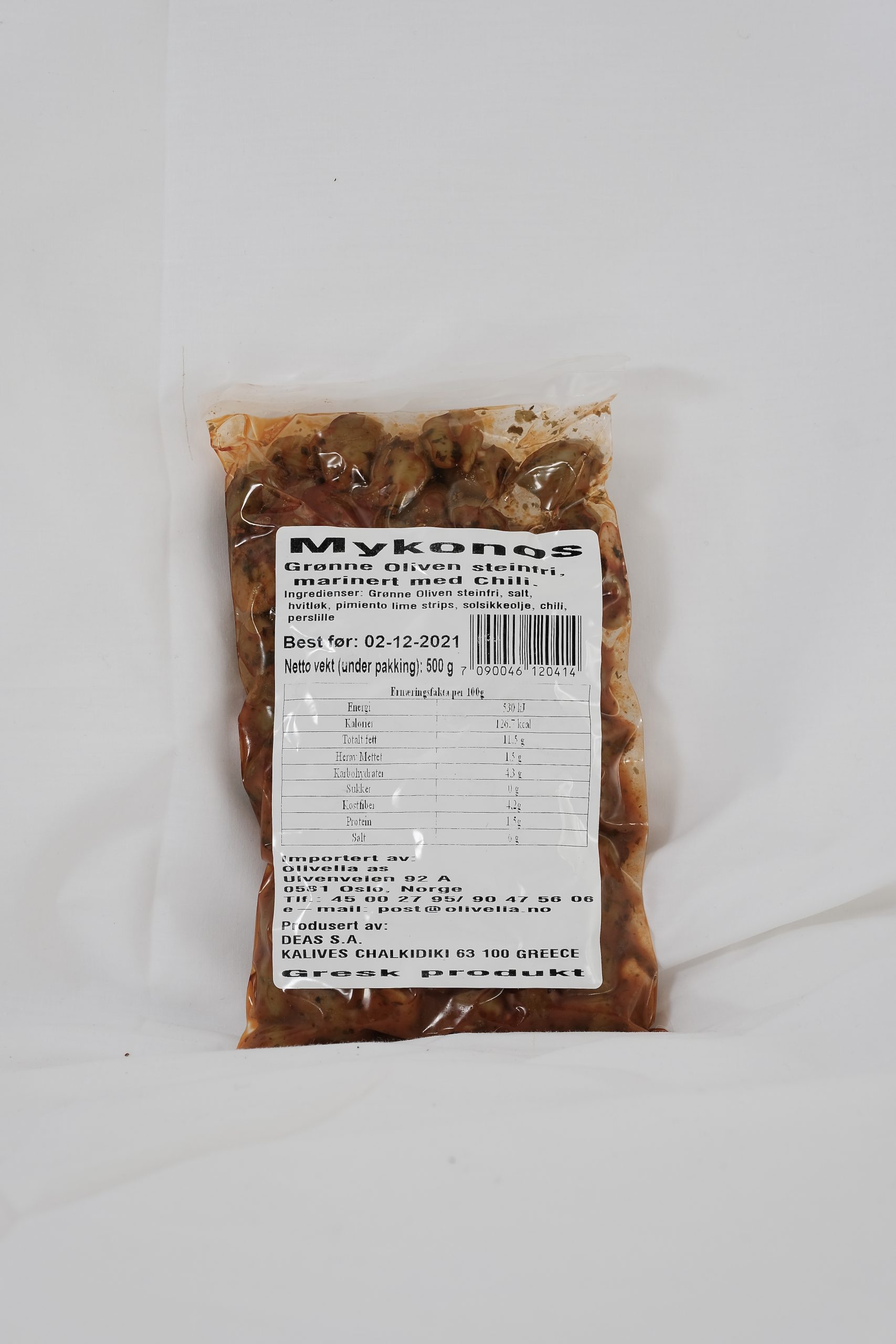 Grønn Oliven Large "Mykonos" Marinert i chili (2x3kg)